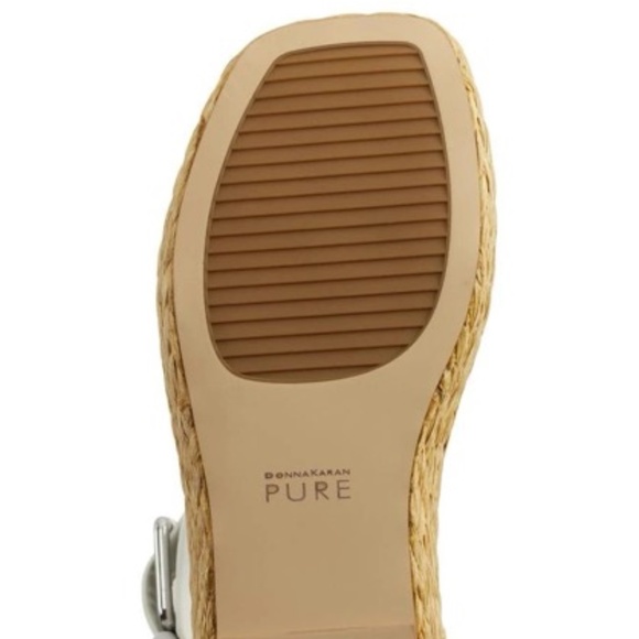 PURE Donna Karan Lolah Ankle Strap Raffia Platform Sandal White Leather Size 7 - Picture 4 of 12